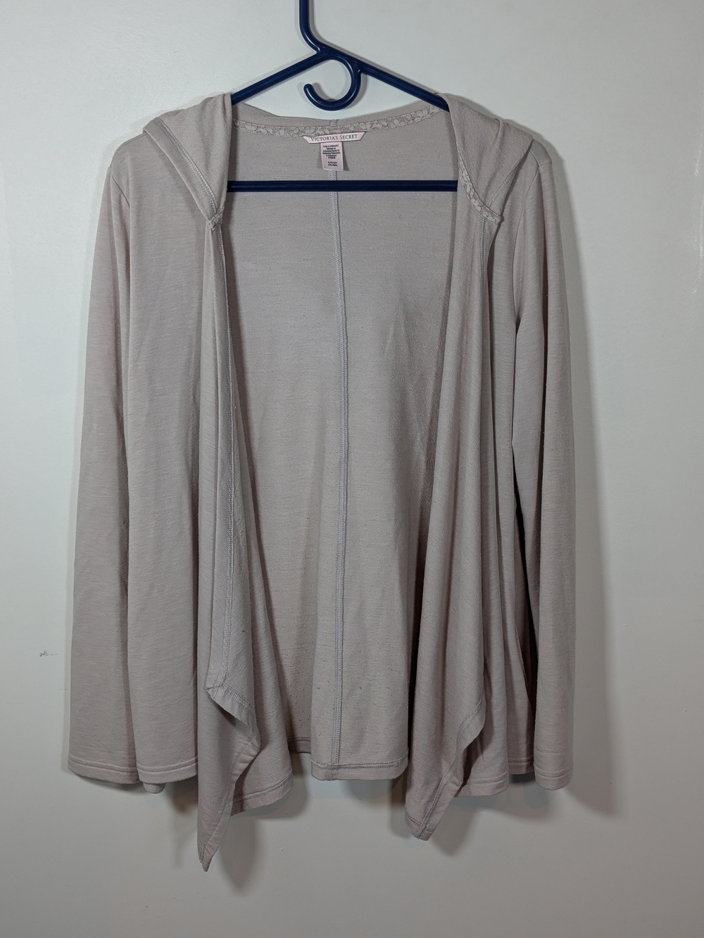 Victoria Secret Lightweight Open-Front Hooded Cardigan - Light Taupe